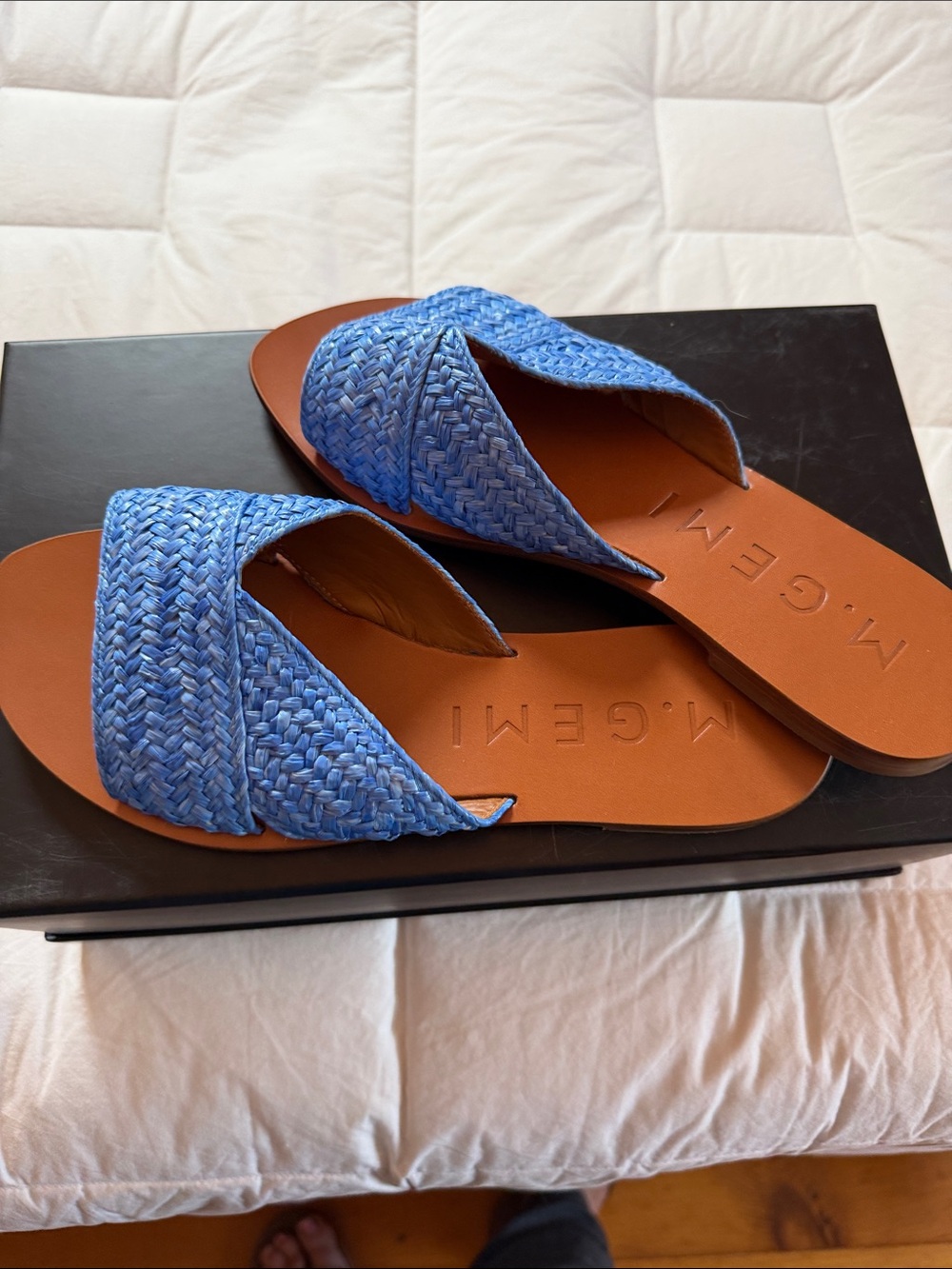 M. Gemi Cornflower Blue Braided Slide Sandals
